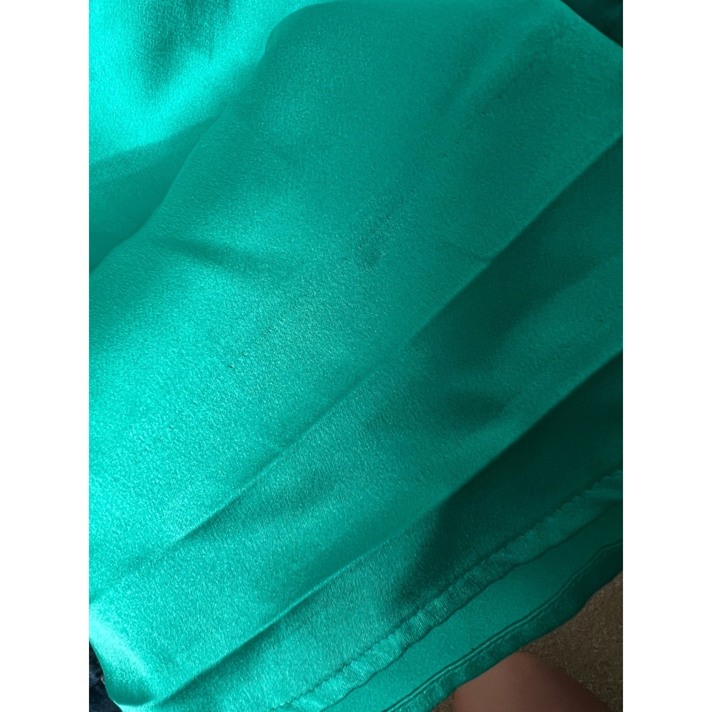The Wolf Gang Oahu Satin Slip Dress Size Medium Halter Plunge Blue Green Maxi - Picture 9 of 11
